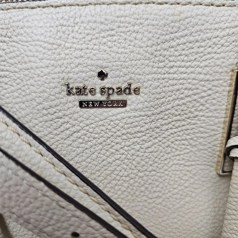 Kate Spade Naomi Pebble Leather Small Satchel Off White Tassel Shoulder Bag COA